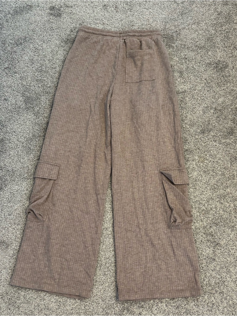 Halara Ribbed Mid Rise Drawstring Multiple Pockets Wide Leg Cargo Casual Pants - Picture 4 of 5